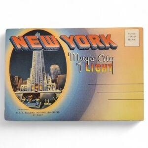 1940s New York City Linen Postcard Folder Magic City Light